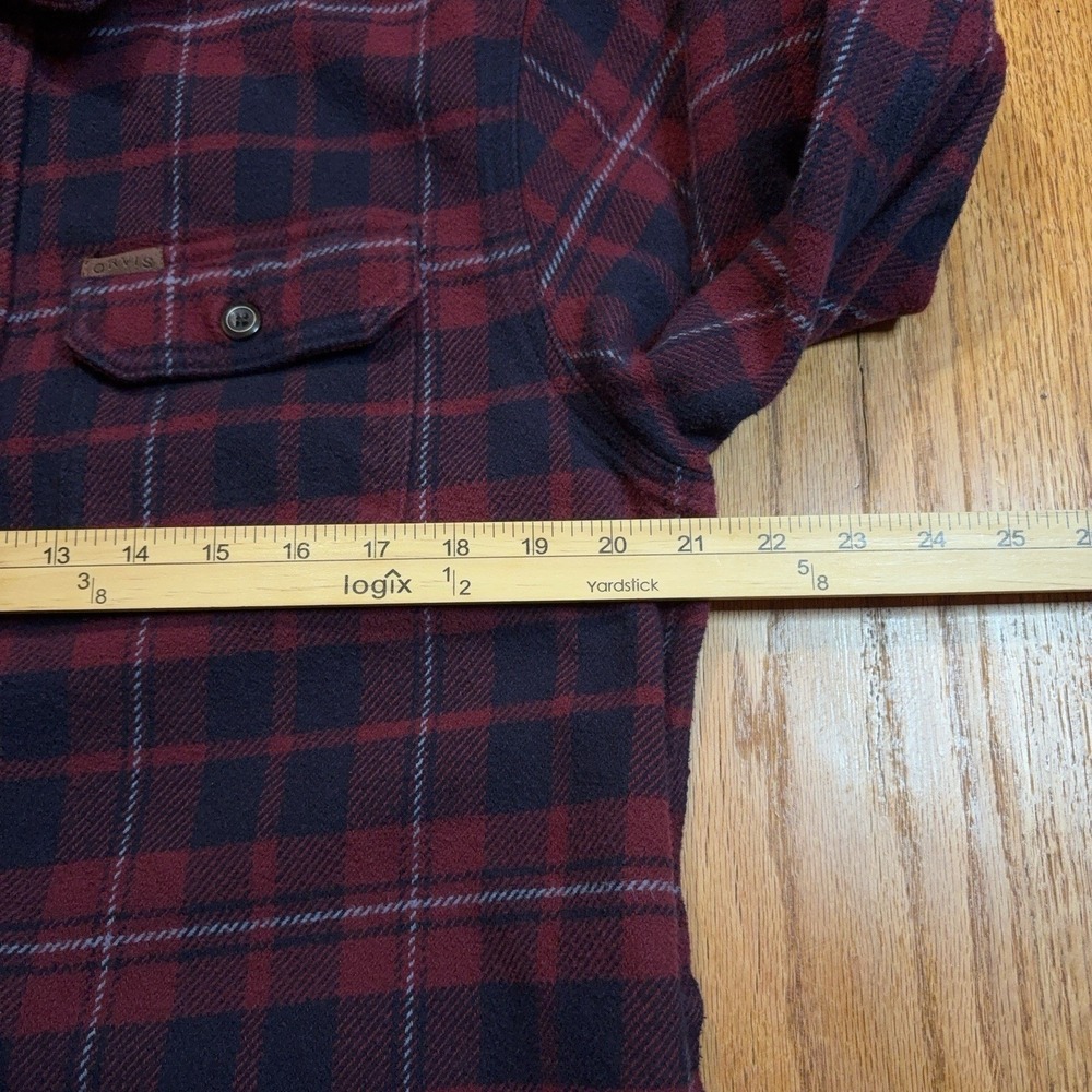 Orvis‎ Flannel Shirt Mens Medium Red Blue Buffalo Plaid Heavyweight Shacket - Picture 6 of 9